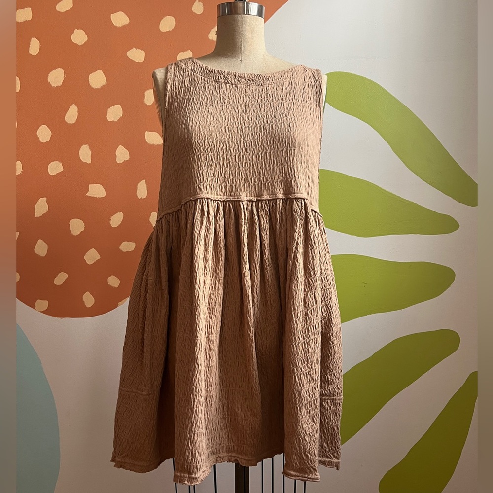 FREE PEOPLE Beach tan swing dress with POCKETS! SM